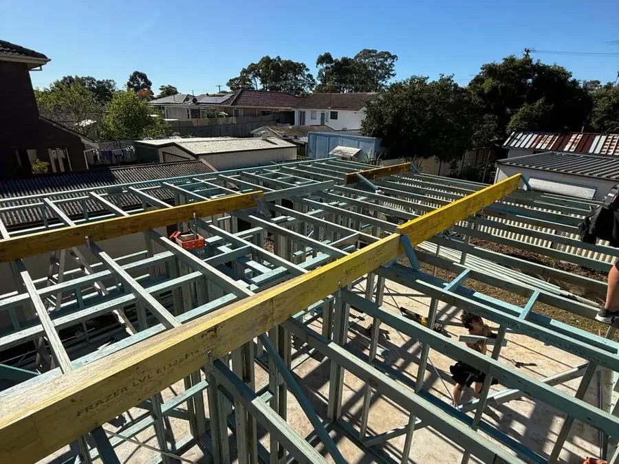 New home timber and steel framing underway in Western Sydney by Jirah Carpentry